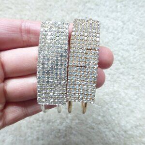 Lot of 2 silver and gold rhinestones fashion bangles